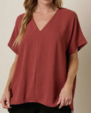 Cuffed Dolman Sleeve Short Sleeve Top